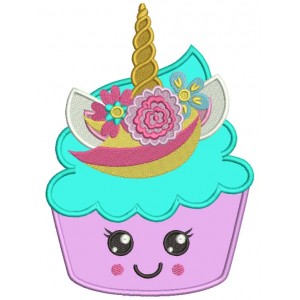 Unicorn Cupcake Applique Machine Embroidery Design Digitized Pattern